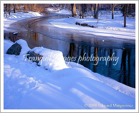 450503---Stoney Creek reflecting a deep blue, early morning sky 